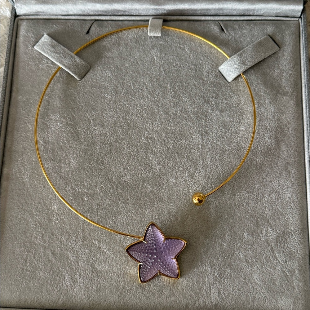 CLOSET CLOSING SOON. Lalique Gold and Pink Starfish Necklace.